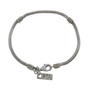 Vintage BiBa Sterling Silver 925 3mm Snake Chain Charm Bracelet 8"